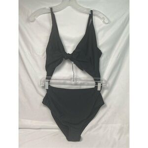Rue21 One-Piece Black Swimsuit Tie-Front Connected Bottoms XL